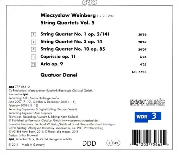 Weinberg: String Quartets Vol. 5: No. 1, 3 & 10, Capriccio op. 11, Aria op. 9 - slide-1