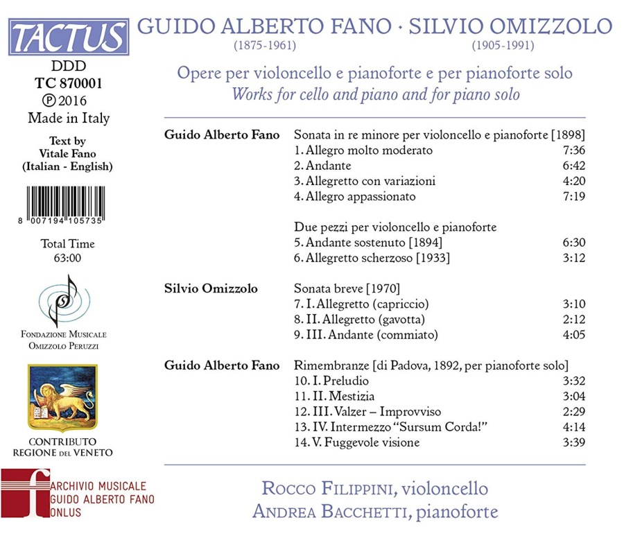 Fano & Omizzolo: Works for cello & piano and for piano solo - slide-1
