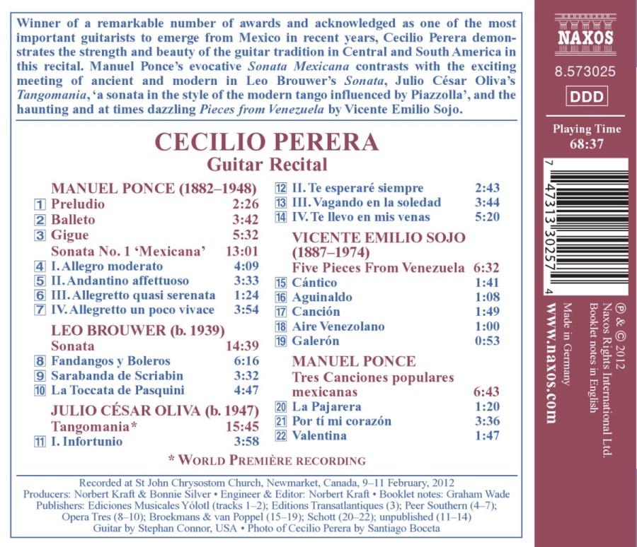 Cecilio Perera: Guitar Recital - Manuel Ponce, Leo Brouwer, J.C. Oliva, V.E. Sojo - slide-1