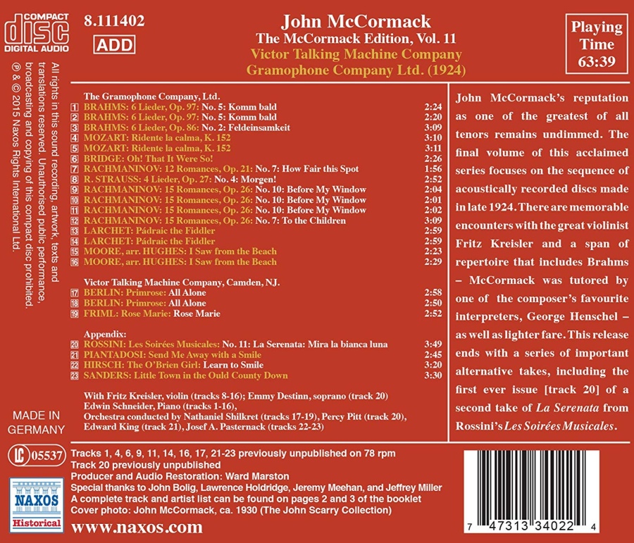 The McCormack Edition Vol. 11 – Mozart. Brahms. Rachmaninov … - slide-1