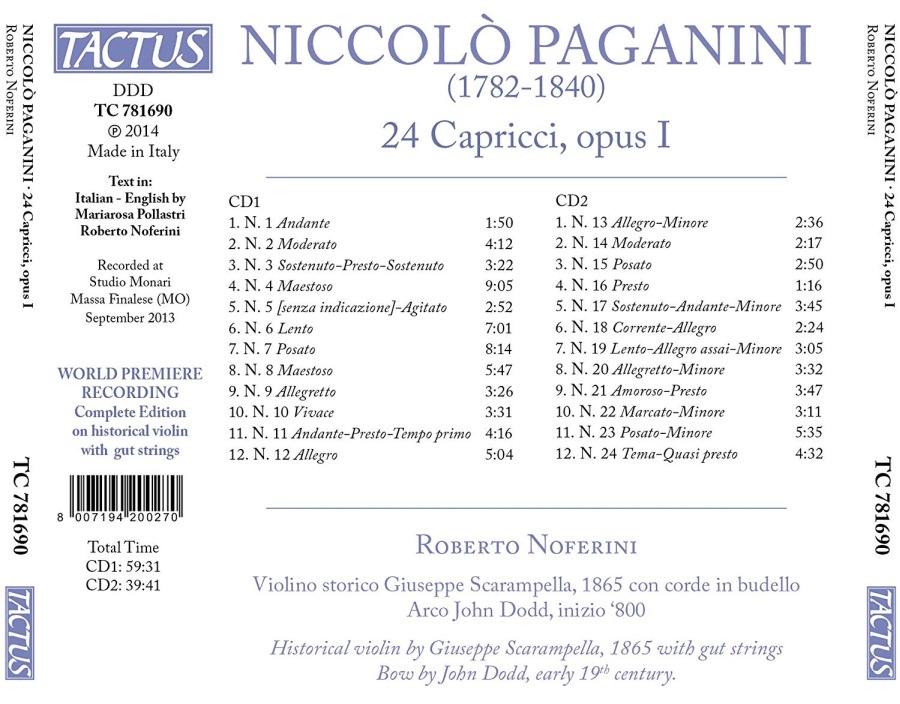 Paganini: 24 Capricci op. 1, pierwsze nagranie na historycznym instrumencie - slide-1