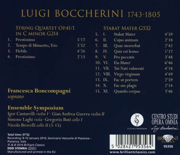 Boccherini: Stabat Mater; String Quartet Op.41/1 - slide-1