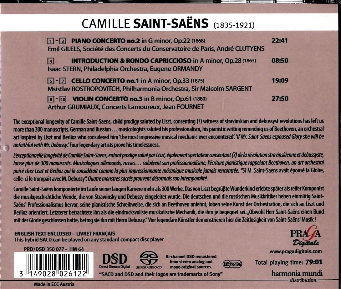 Saint-Saëns: Piano concerto, Cello Concerto, Violin Concerto - slide-1