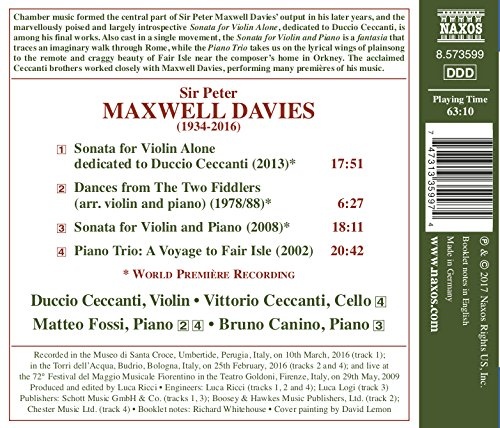 Maxwell Davies: Sonata for Violin Alone, Sonata for Violin and Piano, Piano Trio, Dances - slide-1