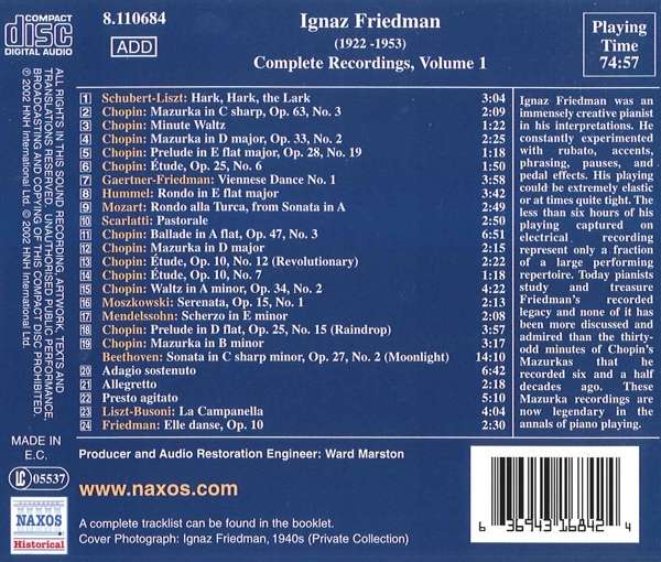 Ignaz Friedman - Complete Recordings Vol 1 - slide-1