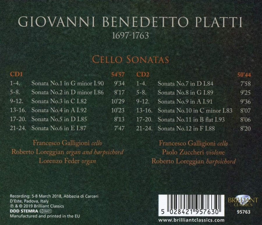 Platti: Cello Sonatas - slide-1