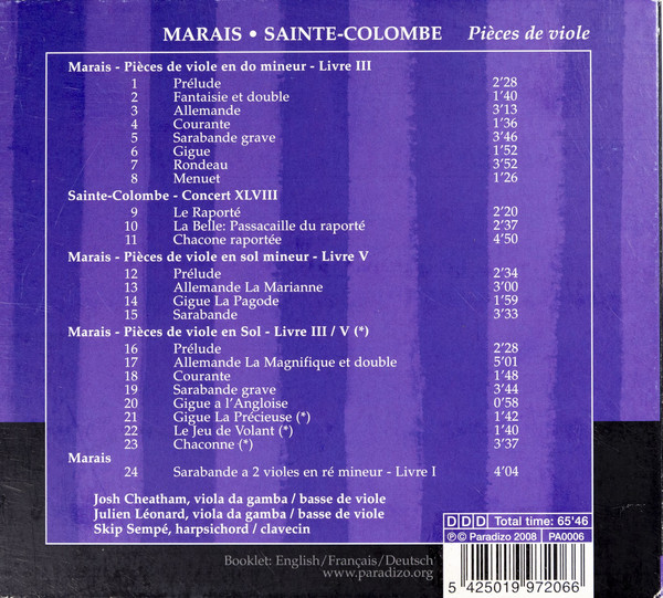 Le Sieur de SAINTE-COLOMBE: Pièces de viole - slide-1