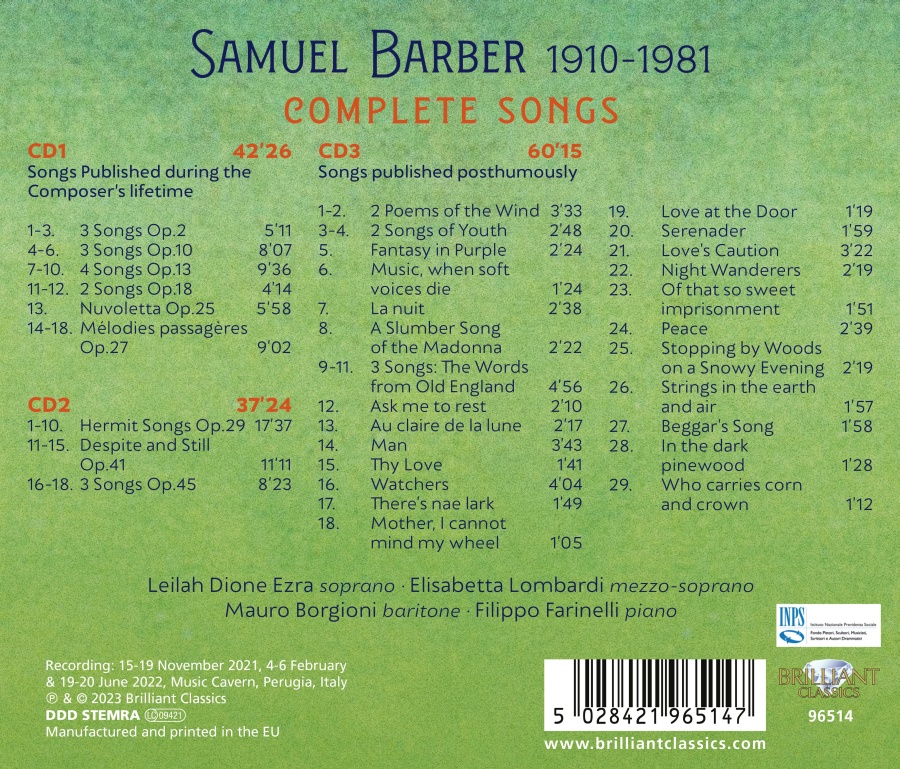 Barber: Complete Songs - slide-1