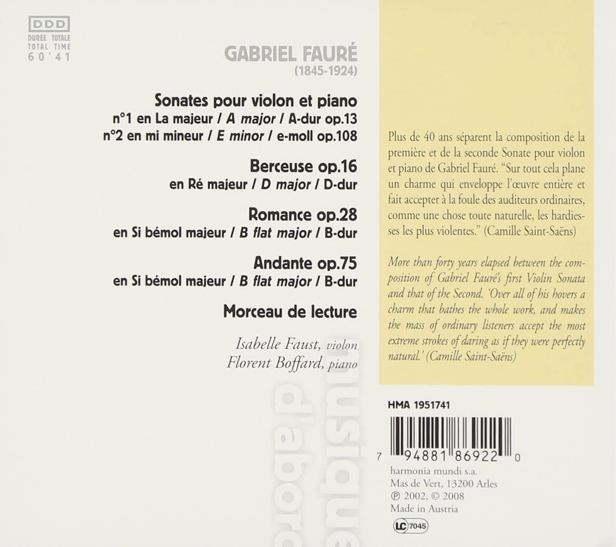 Faure: Sonates pour violon & piano  - slide-1