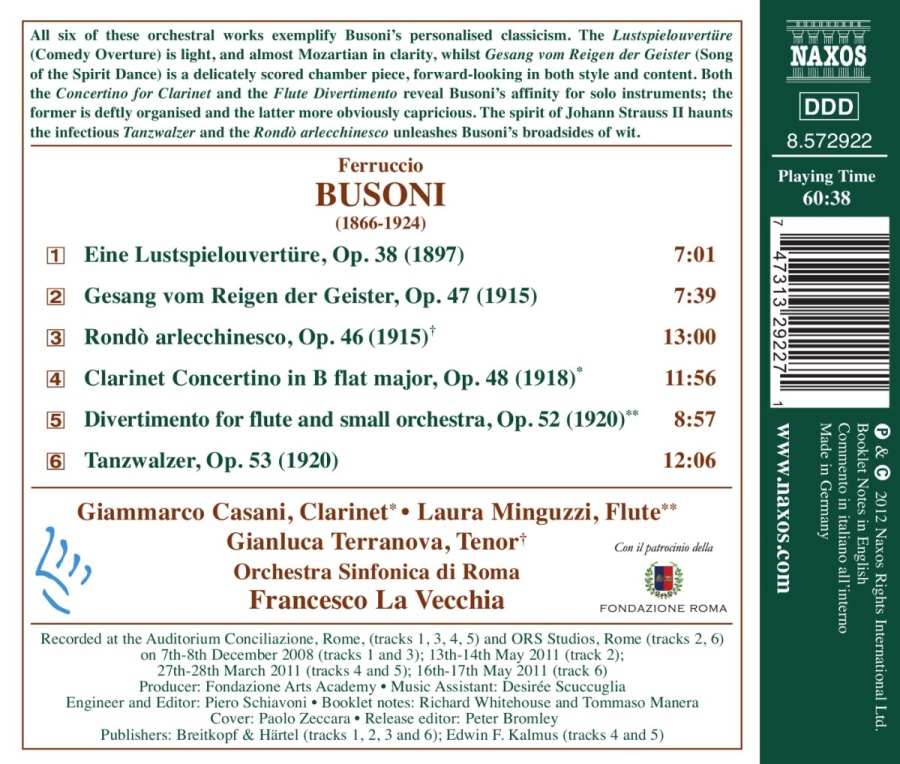 Busoni: Clarinet Concertino, Flute Divertimento, Rondo arlecchinesco - slide-1