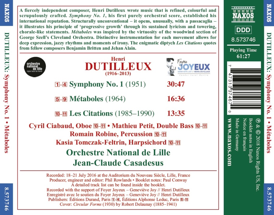 Dutilleux: Symphony No. 1; Métaboles; Les Citations - slide-1