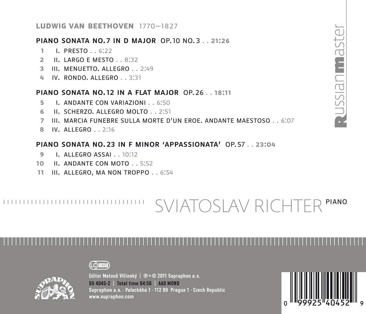 Beethoven: Piano Sonatas Nos. 7, 12 & 23 “Appassionata“,  nagr. z Pragi 1959 r. - slide-1