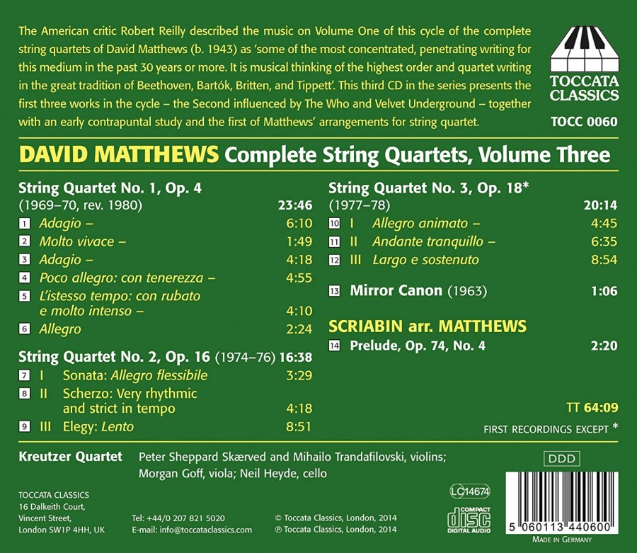 Matthews: String Quartets Vol. 3 - slide-1