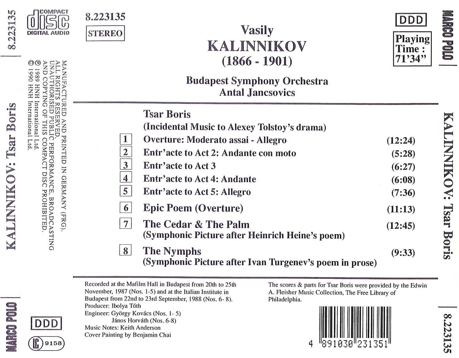 KALINNIKOV: Tsar Boris, Epic Poem, The Nymphs - slide-1