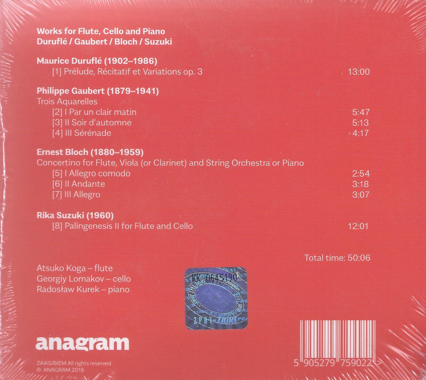Works for F lute, Cello and Piano - Duruflè; Gaubert; Bloch; Suzuki - slide-1
