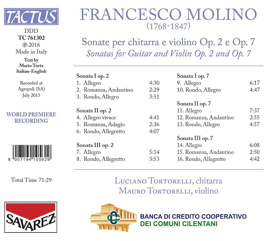 Molino: Sonatas for Guitar and Violin Op. 2 and Op. 7 - slide-1