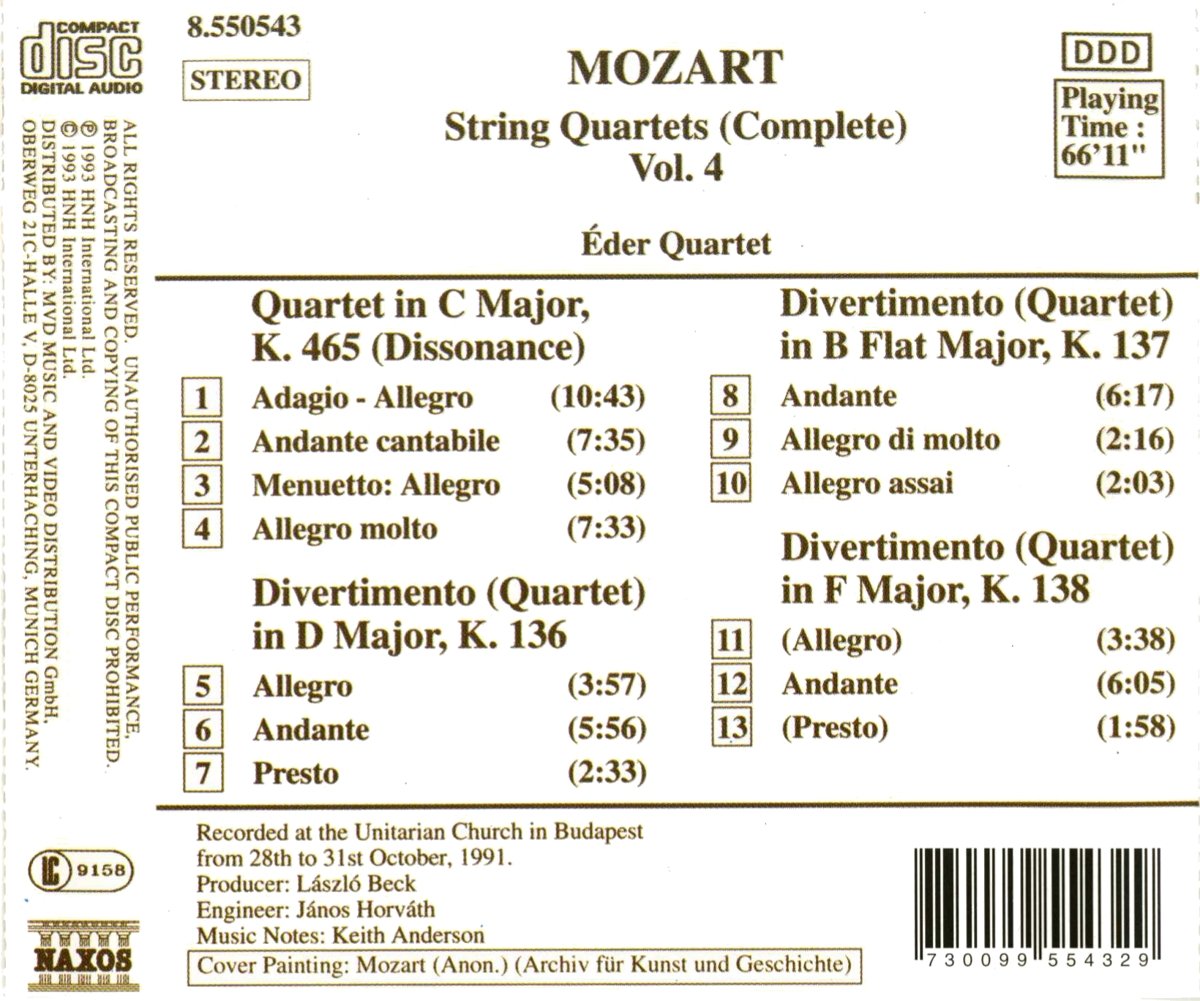 MOZART: String Quartets, K. 136-138 and K. 465, 'Dissonance' - slide-1