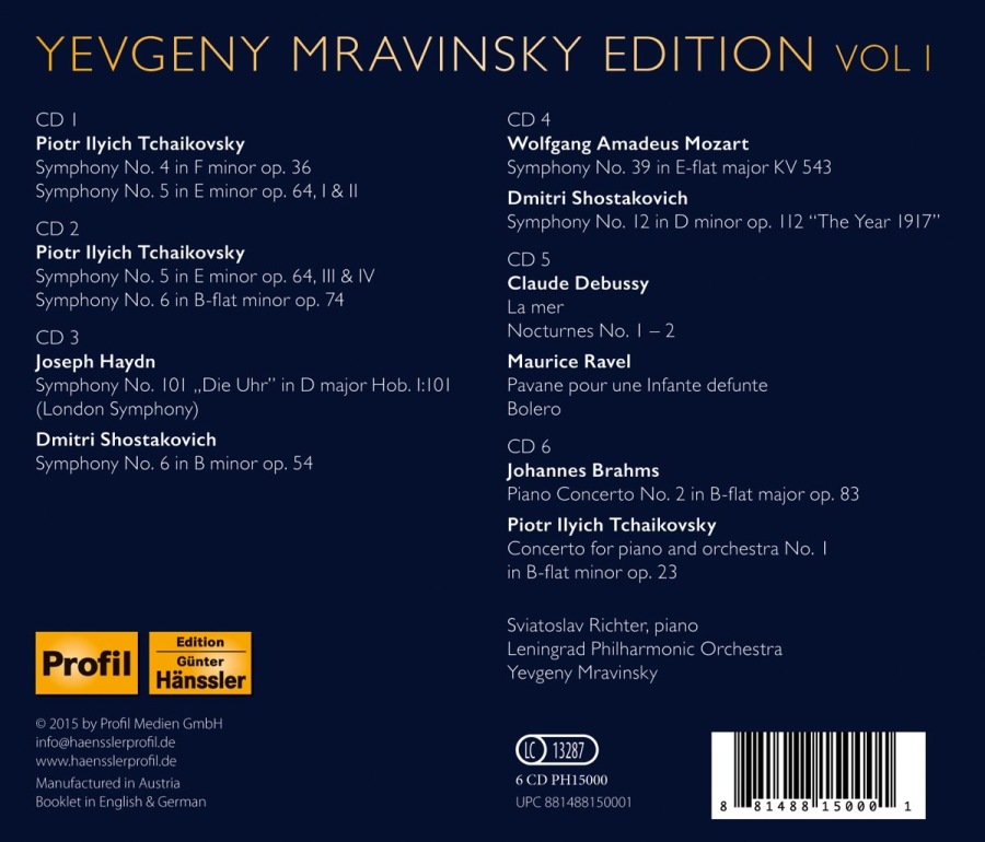 Yevgeni Mravinsky Edition Vol. 1 – Haydn, Schostakovich, Mozart, Debussy, Ravel, Brahms, - slide-1