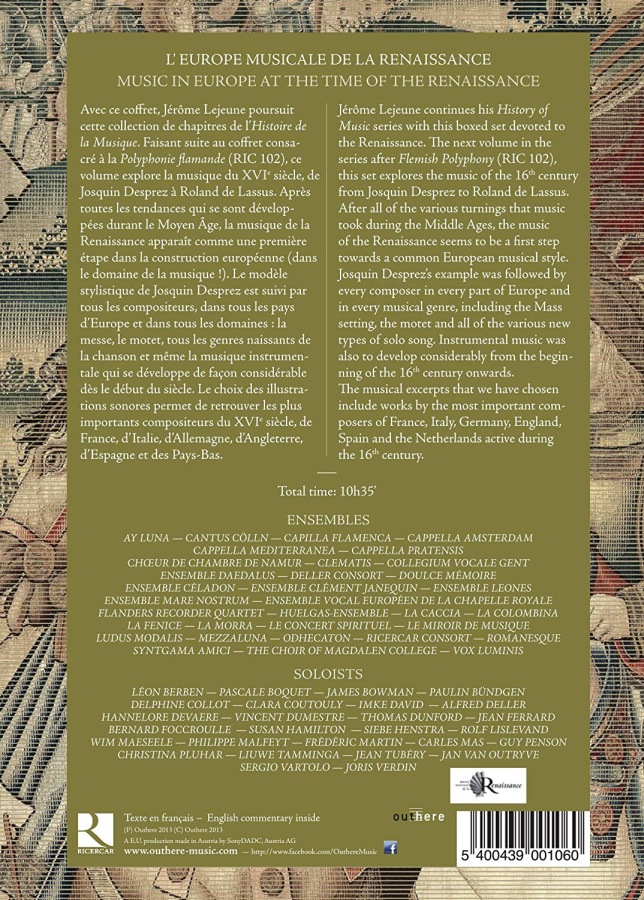 L'Europe Musicale de la Renaissance - muzyka XVI wieku od Josquina Desprez do Rolanda de Lassus - slide-1