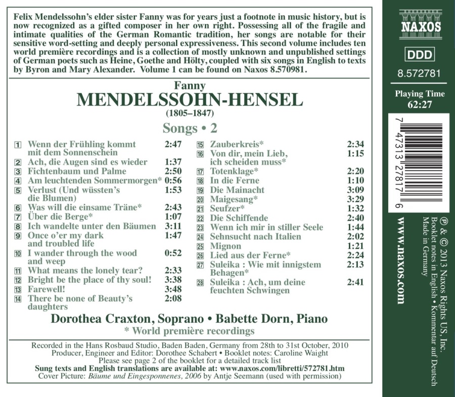 Mendelssohn-Hensel: Songs Vol. 2 - slide-1