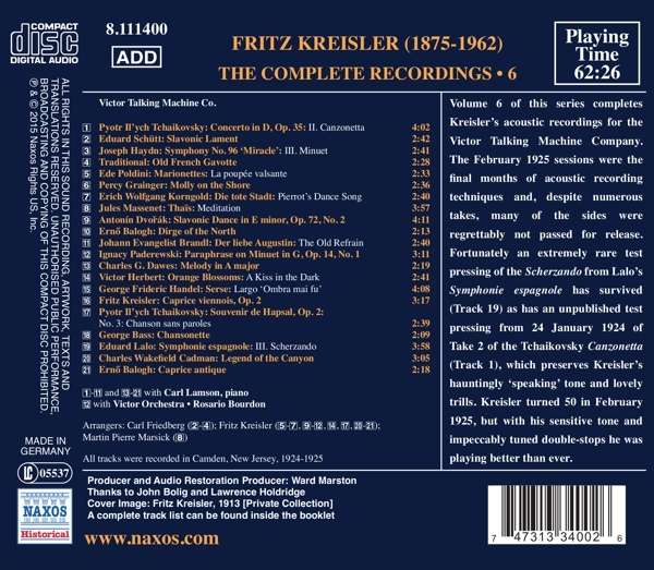Kreisler, Fritz: The Complete Recordings Vol. 6 - slide-1
