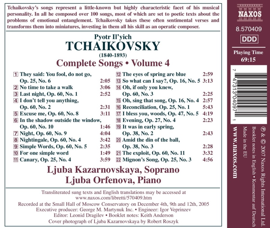 TCHAIKOVSKY: Complete Songs Vol. 4 - slide-1