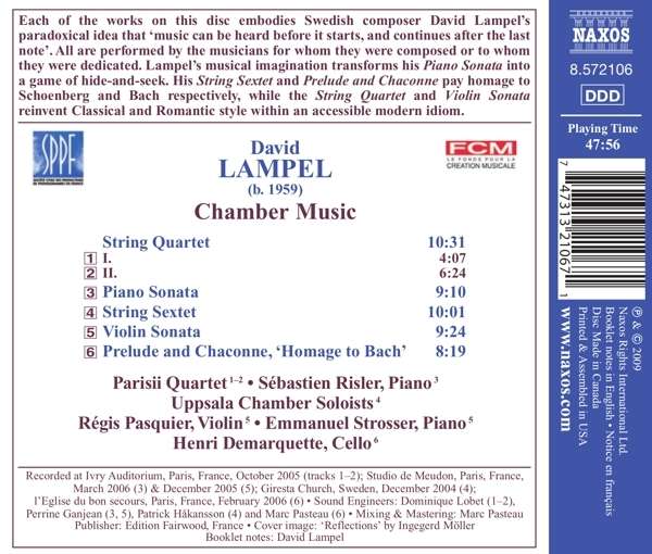 LAMPEL: Chamber Music - String Quartet, String Sextet, Piano Sonata, Violin Sonata, Prelude and Chaconne, "Homage to Bach" - slide-1