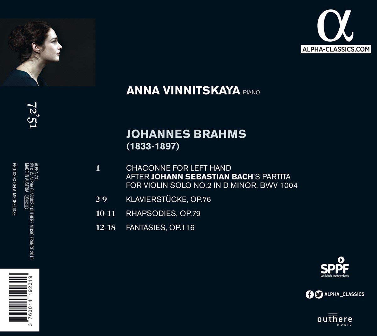 BRAHMS / BACH: Chaconne; Brahms: Klavierstücke Op.76; Rhapsodies; Fantasies Op.116 - slide-1