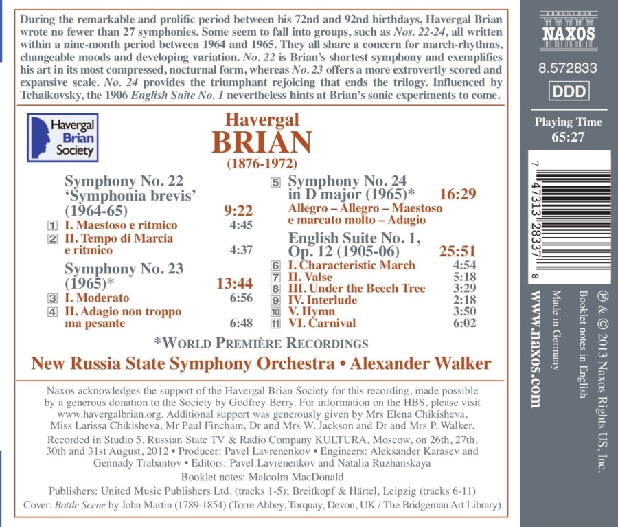 Havergal Brian: Symphonies Nos. 22, 23 & 24, English Suite No. 1 - slide-1