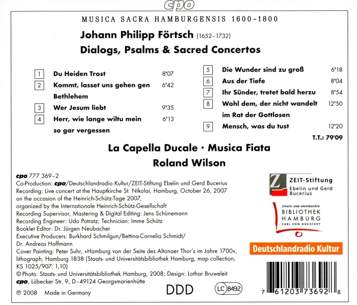 Musica Sacra Hanburgensis 1600-1800 - Johann Philipp FÖRTSCH (1652-1732): Dialogs, Psalms & Sacred Concertos - slide-1