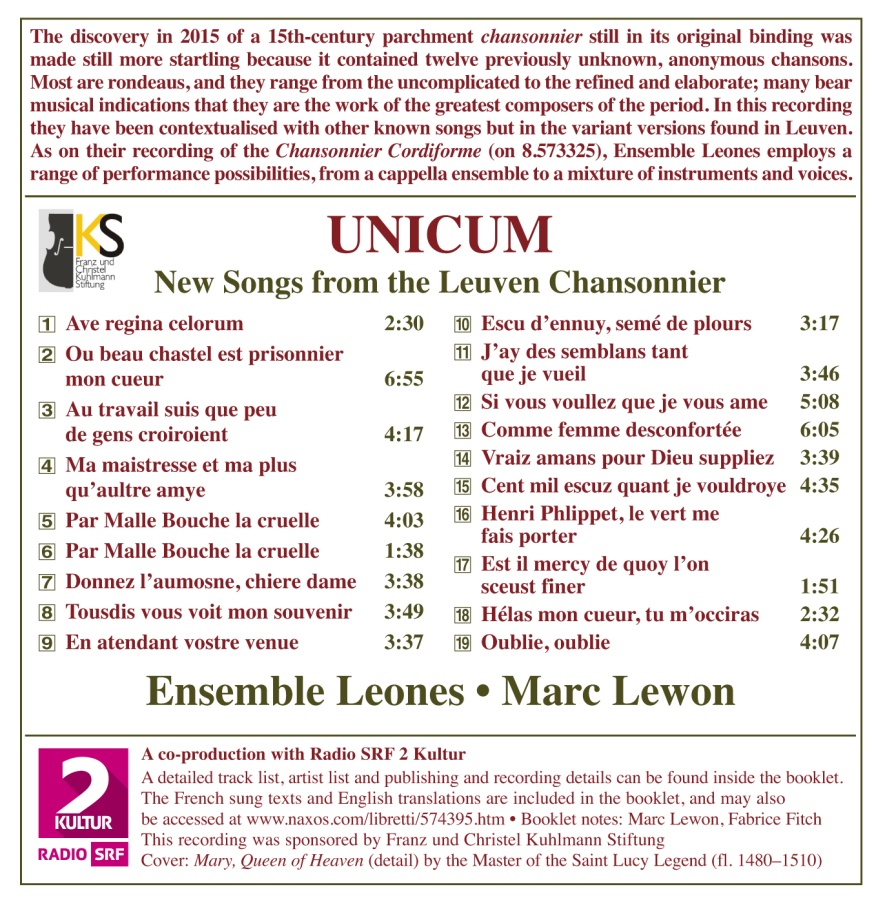 Unicum - New Songs from the Leuven Chansonnier - slide-1
