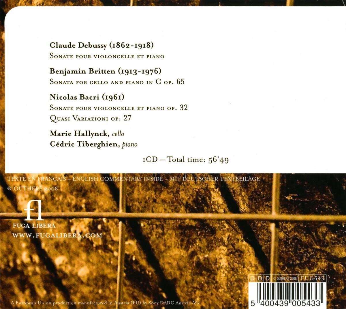 Debussy/ Britten/ Nacri: Sonates Pour Violoncelle Et Piano - slide-1