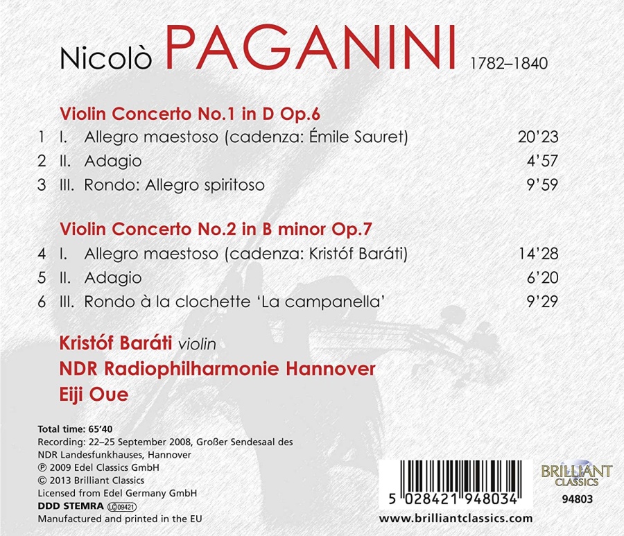 Paganini: Violin Concertos Nos. 1 and 2 - slide-1