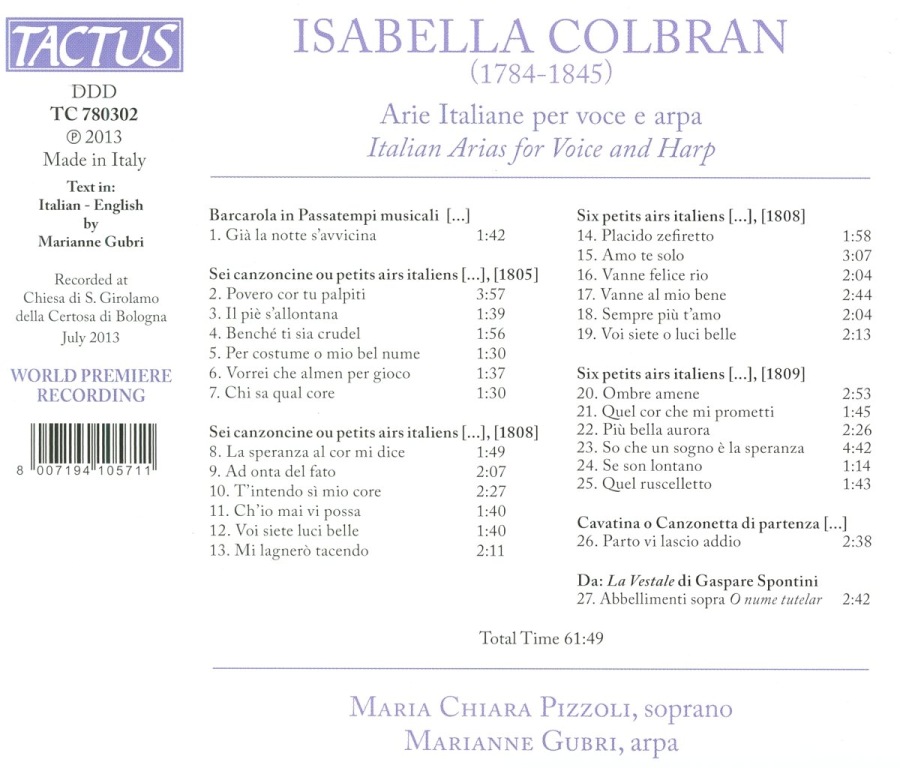 Colbran: Arie Italiane per voce e arpa - slide-1