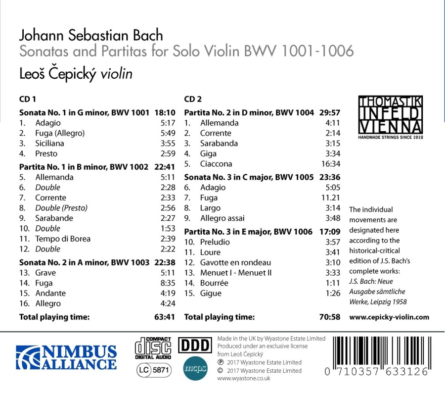 Bach: Sonatas and Partitas for Solo Violin BWV 1001-1006 - slide-1