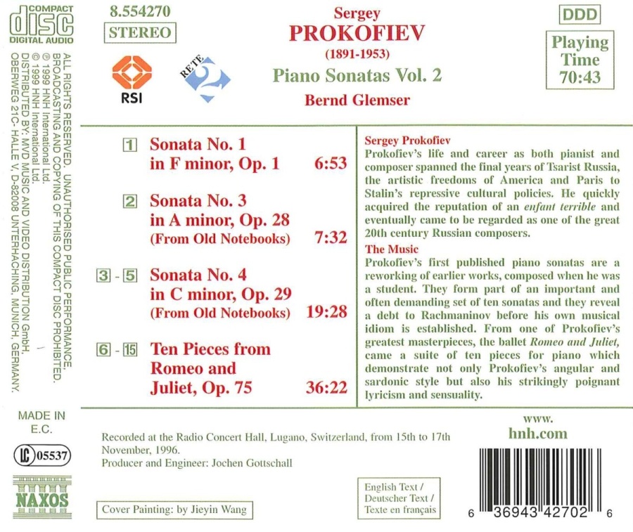 PROKOFIEV: Piano Sonatas Vol. 2, Nos. 1, 3 & 4 - slide-1