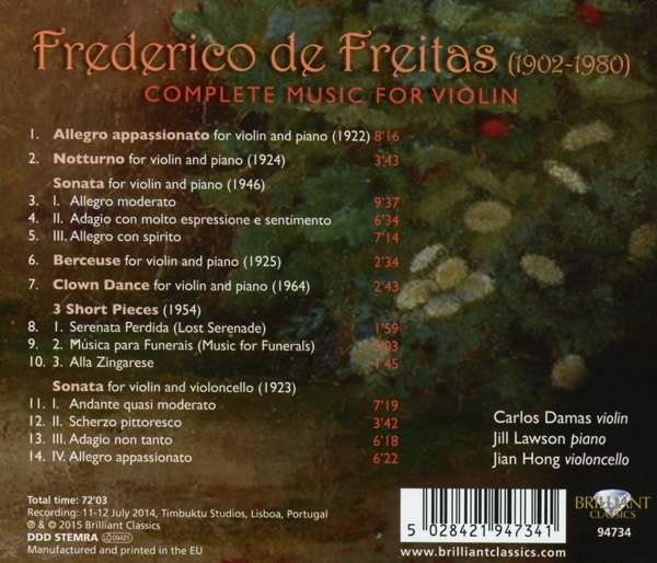 De Freitas: Complete Music for Violin - slide-1