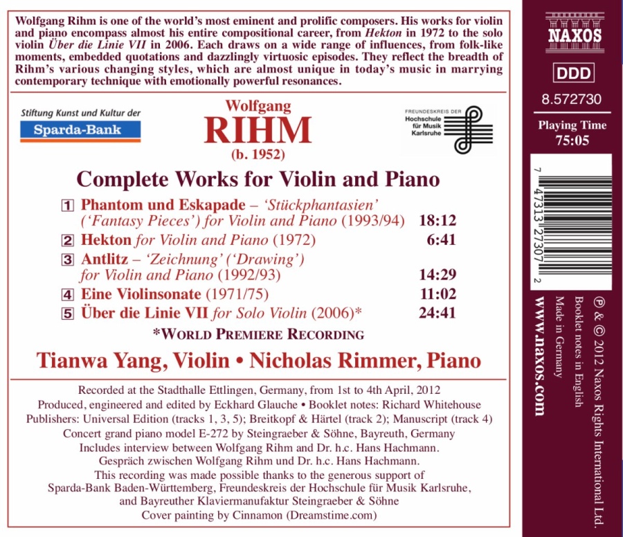 Rihm: Complete Works for Violin and Piano - slide-1