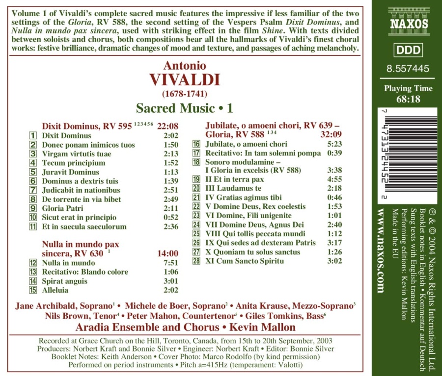 VIVALDI: Sacred Music, Vol. 1 - slide-1
