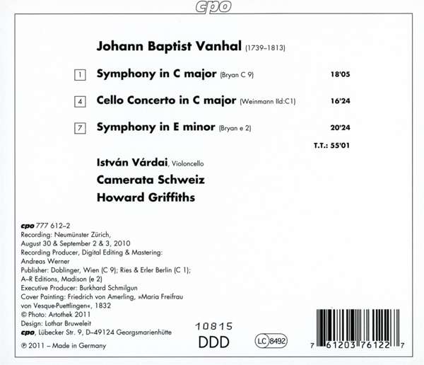 Vanhal: 2 Symphonies, Cello Concerto - slide-1