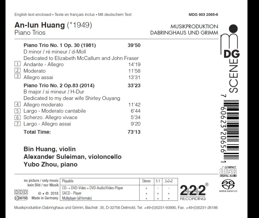 An-lun Huang: Piano Trios 1 & 2 - slide-1