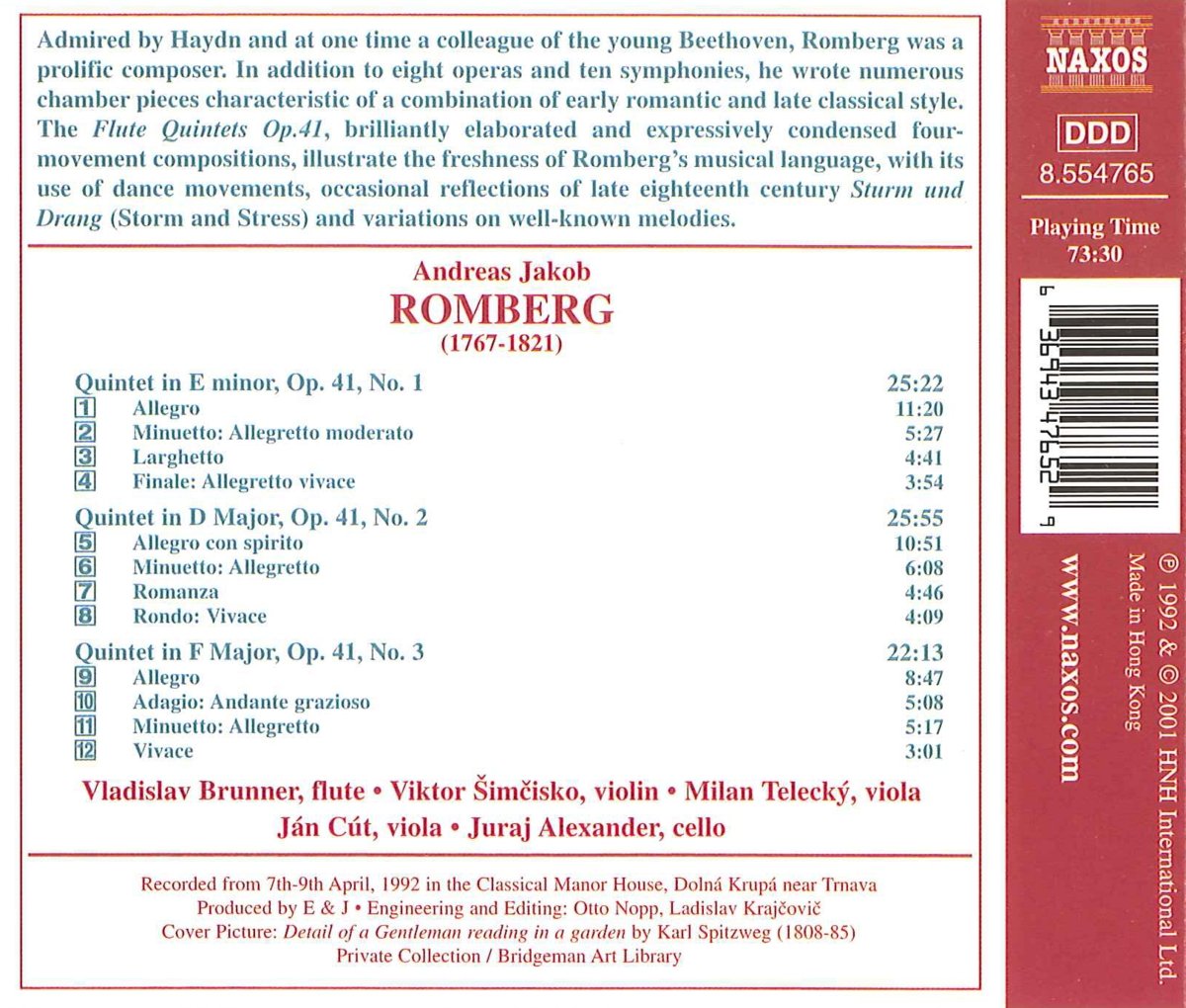 ROMBERG: Flute Quintets Op. 41, Nos. 1- 3 - slide-1