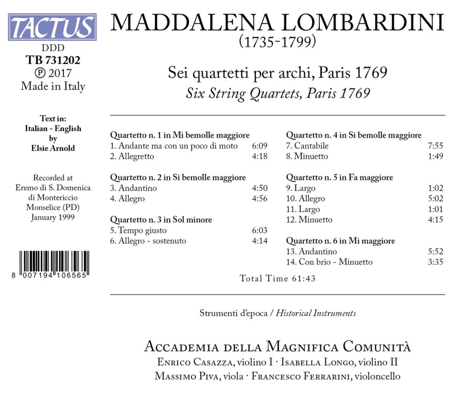 Lombardini: Six String Quartets - slide-1