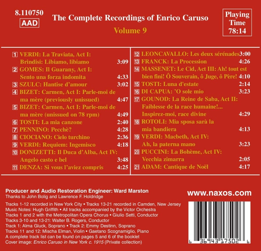 CARUSO, Enrico: Complete Recordings, Vol. 9 (1914-1916) - slide-1