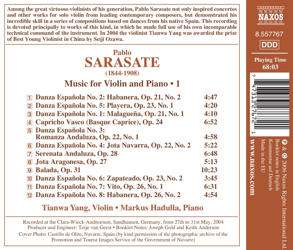 SARASATE: Music for Violin & Piano Vol. - slide-1