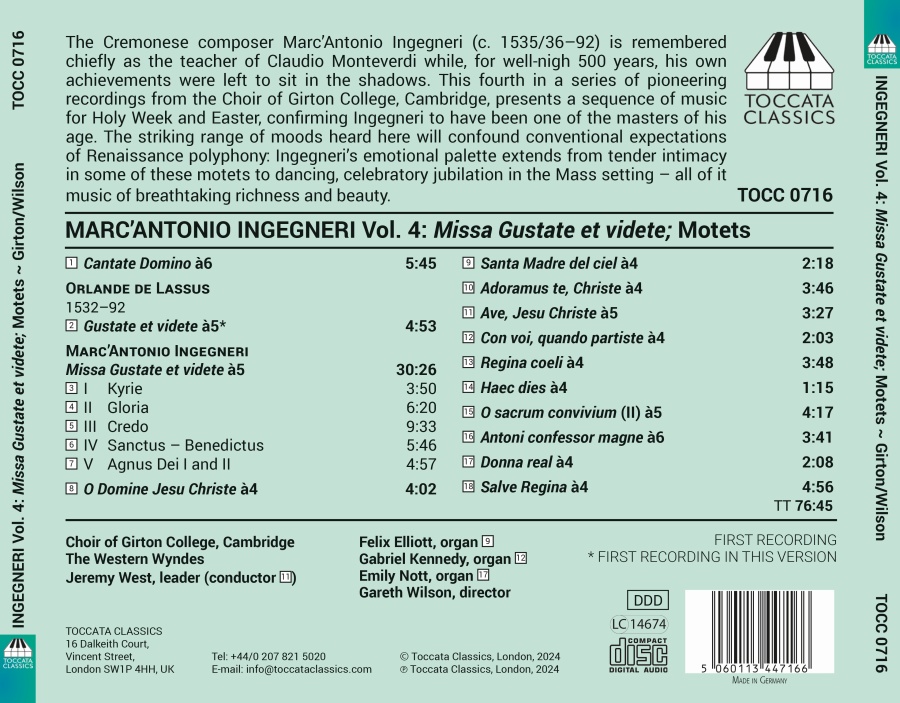 Ingegneri: Vol. 4 - Missa Gustate et videte; Motets - slide-1