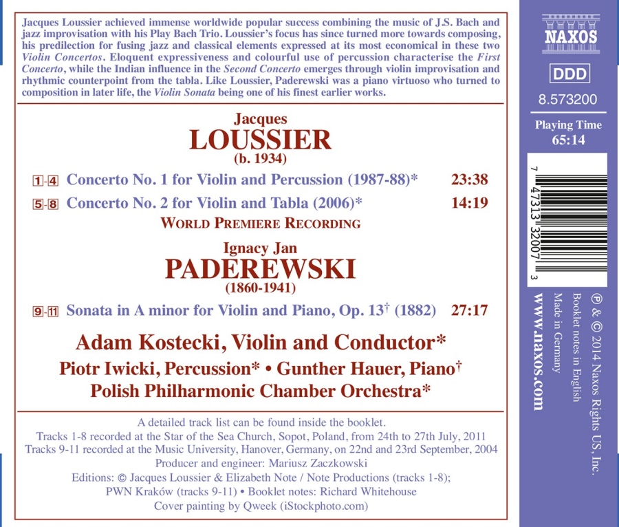 Loussier: Violin Concertos,  Paderewski: Sonata Violin & Piano - slide-1
