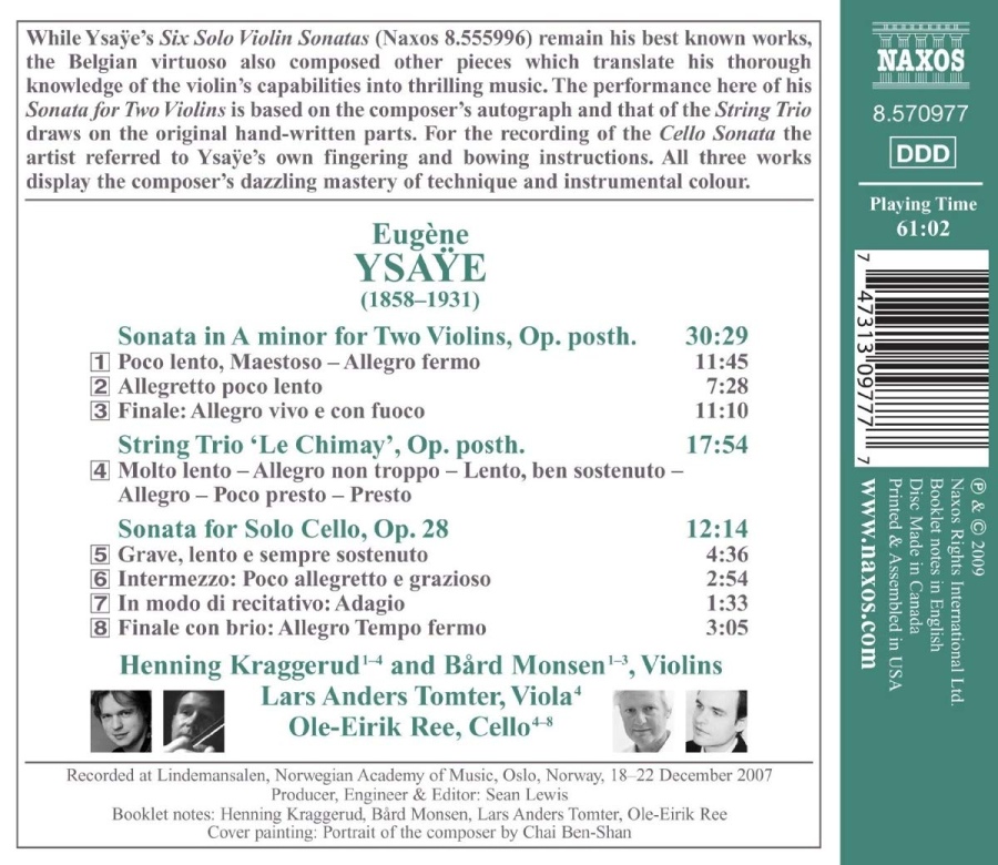 Ysaye: Sonata for Two Violins, String Trio ‘Le Chimay’, Sonata for Solo Cello - slide-1