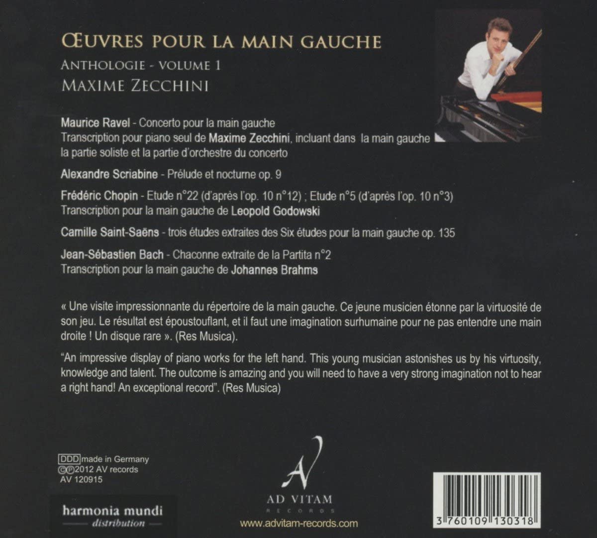 Oeuvres pour la main gauche v. 1 - Ravel, Scriabine, Chopin, Saint-Saëns, Bach - slide-1