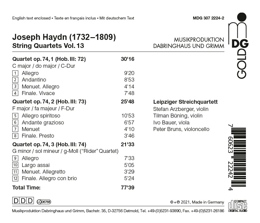 Haydn: String Quartets Vol. 18 - op. 74, nos. 1, 2 & 3 - slide-1